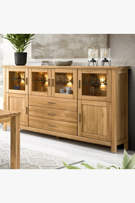 Große massive Eichenholz Kommode Wohnzimmer naturfarben massiv Holz